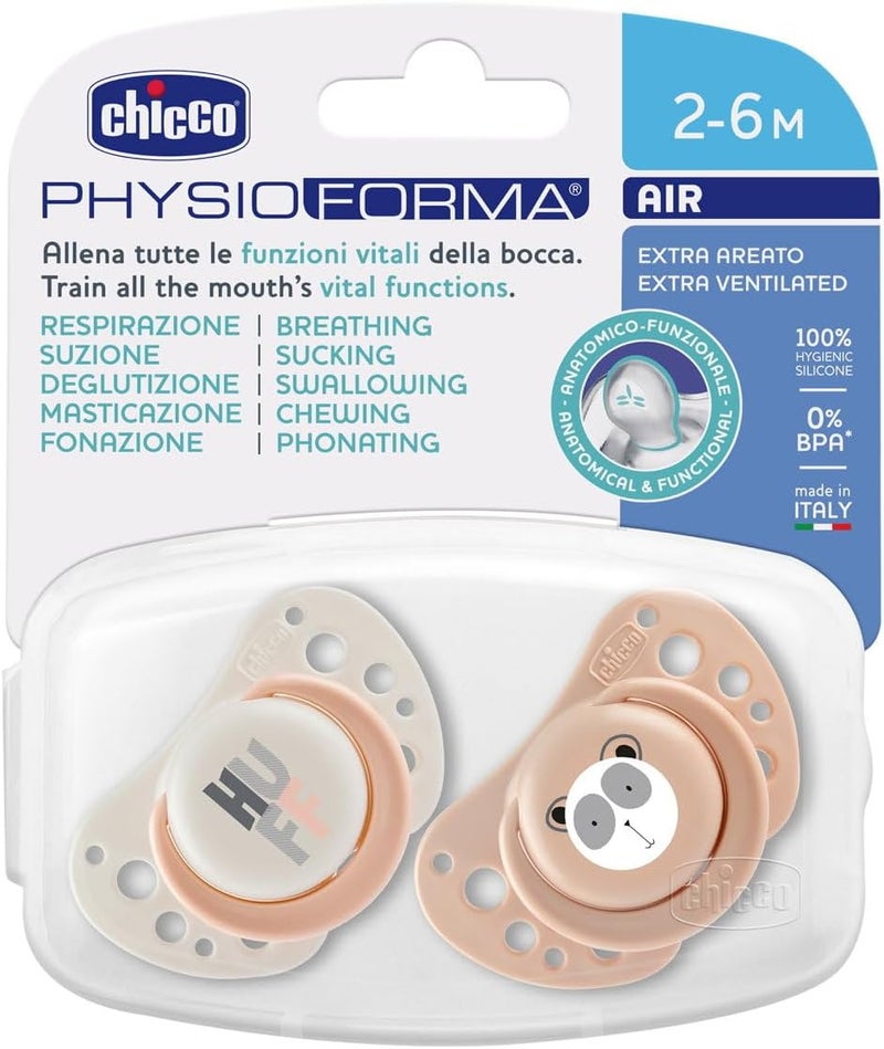 Chicco PhysioForma Air Silicone Soother 2-6m (2 pcs), Pink (Panda-Huff) - Image 4